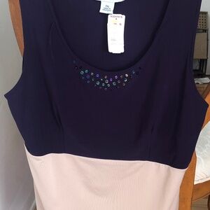 SagHarbor 2Toned Purple-Beige Sleeveless Blouse